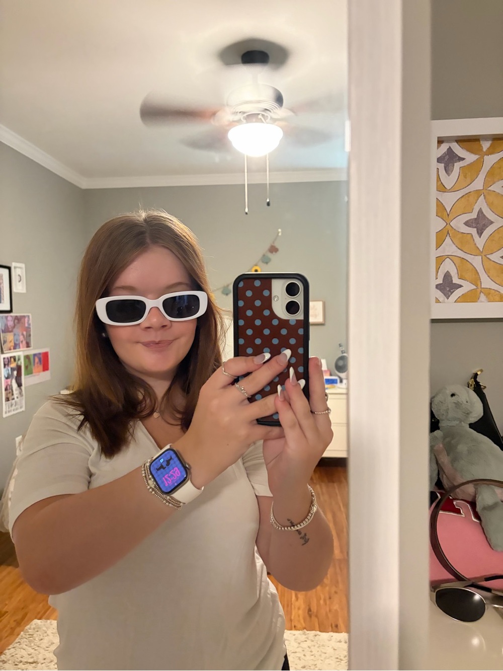 White Y2K Rectangle Sunglasses Retro 90s Small Frame Shades